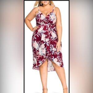 City Chic Burgundy Floral Dress
